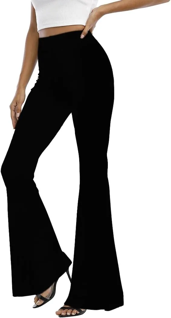 WSPLYSPJY Women's Print Stretch Bell Bottom Flare Palazzo Pants Trousers