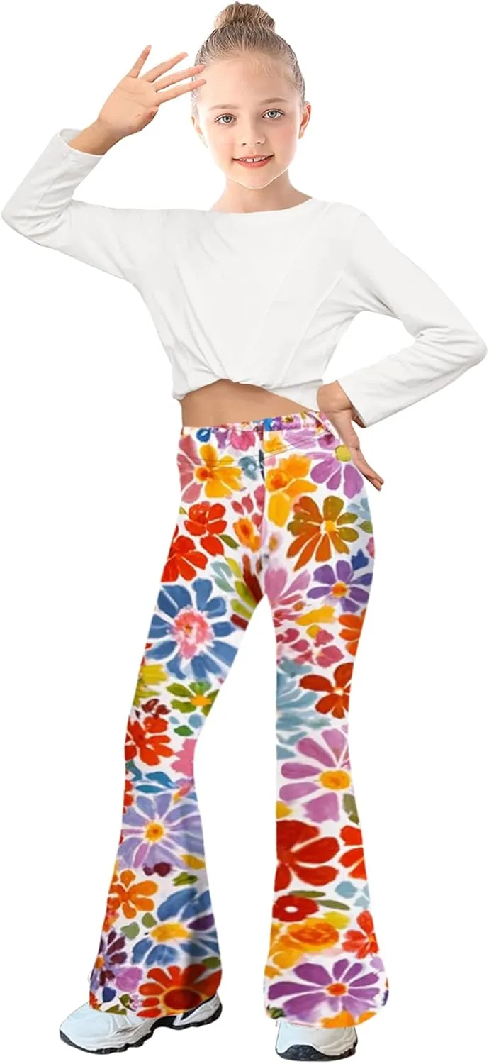 WSPLYSPJY Women's Print Stretch Bell Bottom Flare Palazzo Pants Trousers