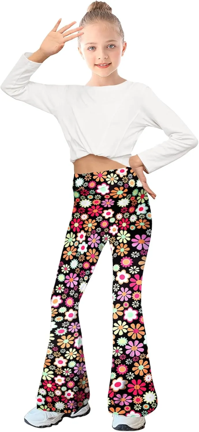 WSPLYSPJY Women's Print Stretch Bell Bottom Flare Palazzo Pants Trousers