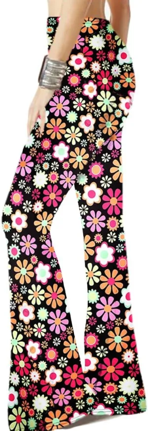 WSPLYSPJY Women's Print Stretch Bell Bottom Flare Palazzo Pants Trousers