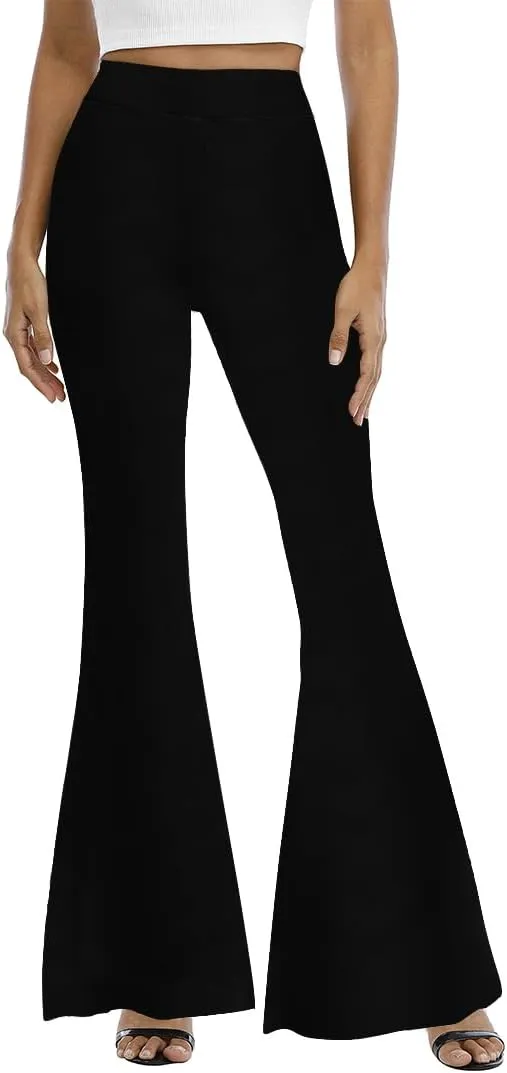 WSPLYSPJY Women's Print Stretch Bell Bottom Flare Palazzo Pants Trousers