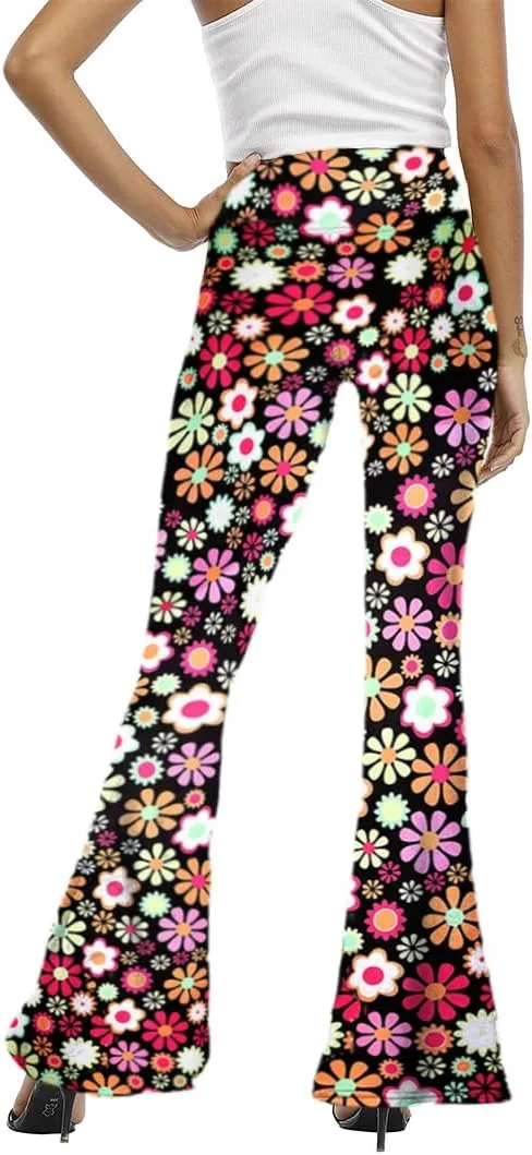 WSPLYSPJY Women's Print Stretch Bell Bottom Flare Palazzo Pants Trousers