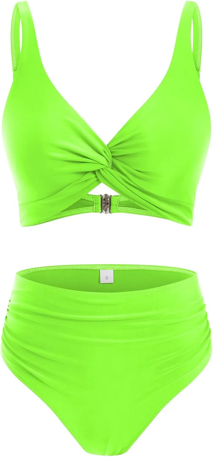 yardsong Bikini Sets for Women Two Piece Sexy Bathing Suits Twist Knot Push Up Bikini Top High Waisted Bottoms Swimsuits