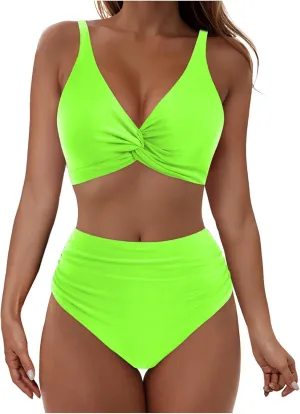 yardsong Bikini Sets for Women Two Piece Sexy Bathing Suits Twist Knot Push Up Bikini Top High Waisted Bottoms Swimsuits