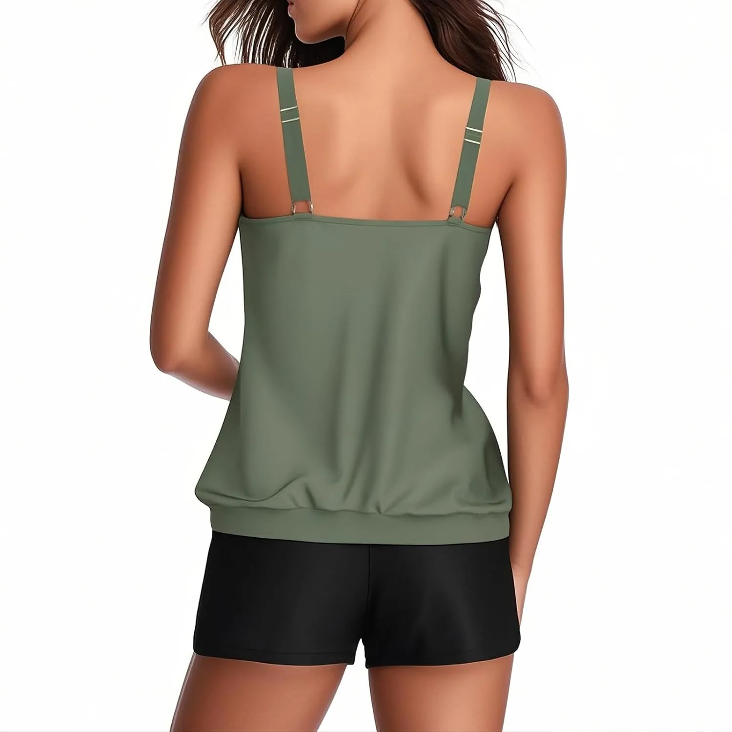 yardsong Tankini Swimsuits for Women Modest Two Piece Bathing Suits Blouson Swim Tank Top with Boy Shorts Trendy Swimwear