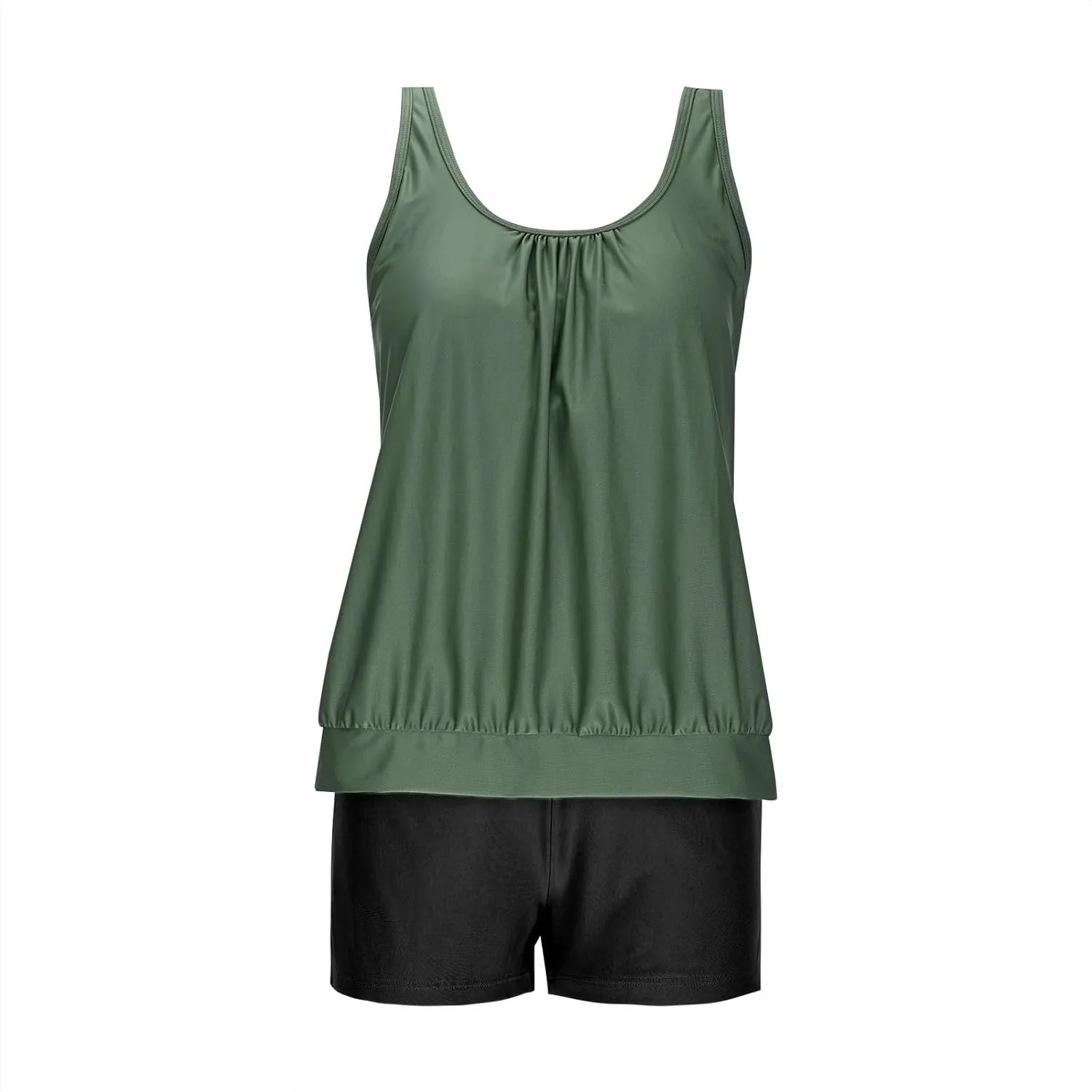 yardsong Tankini Swimsuits for Women Modest Two Piece Bathing Suits Blouson Swim Tank Top with Boy Shorts Trendy Swimwear