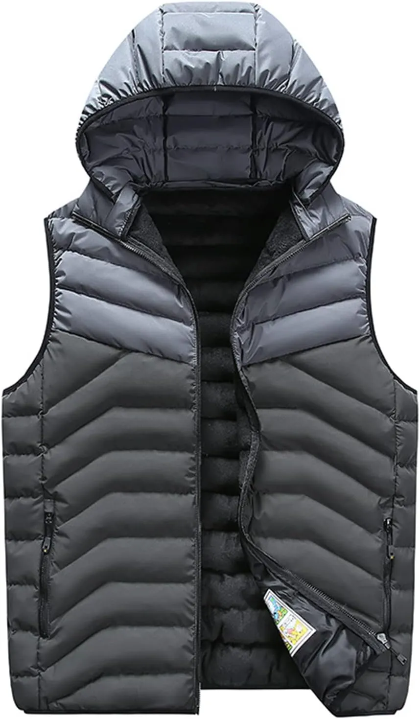 Ymosrh Mens Puffer Vests Down Full Zip Windproof Sleeveless Hooded Jacket for Hiking Golf Travel Coat Vest, XXXXL-7XL