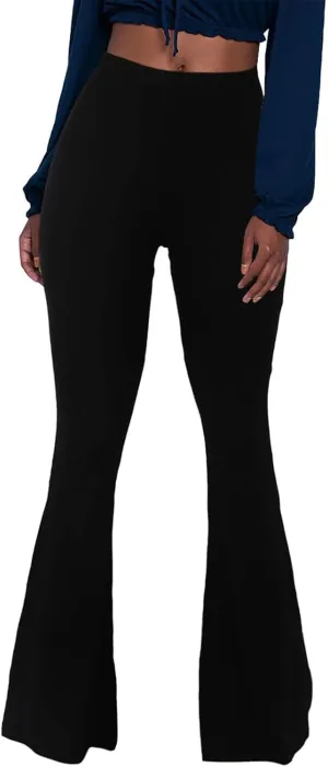 YUZIBAO Women's Flare Yoga Leggings High Waisted Boho Palazzo Wide Leg Pants Bell Bottoms