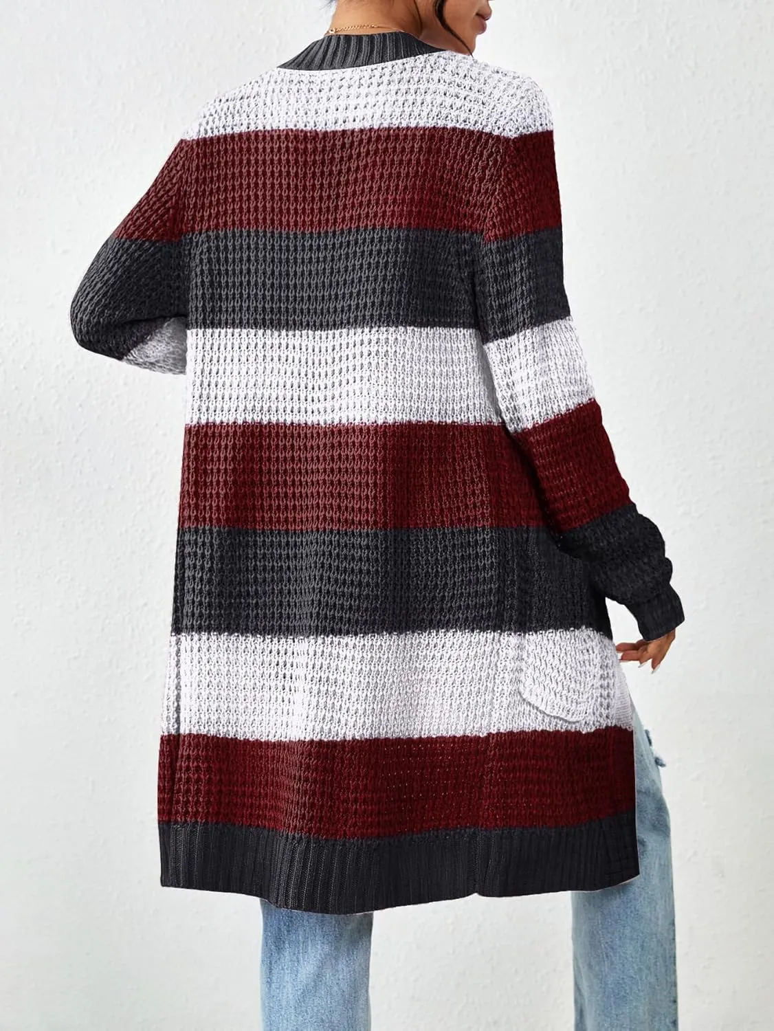 Zeagoo Women's 2025 Fall Open Front Cardigan Long Batwing Sleeve Chunky Knit Sweater Loose Outerwear Coats with Pockets
