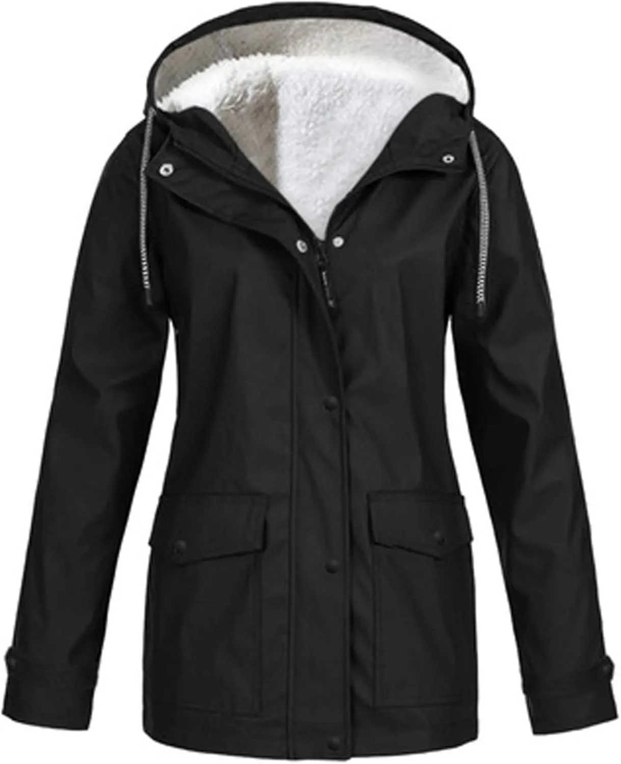 Zip Up Hoodies for Women Warm Fall Winter Fleece Jacket Casual Hooded Sweatshirts Thick Sherpa Lined Solid Coats