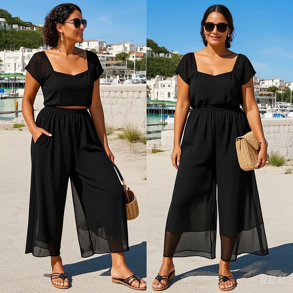 zsangbee Women's Wide Leg Palazzo Pants Chiffon Flowy Loose Party Wedding Dressy Casual Trousers