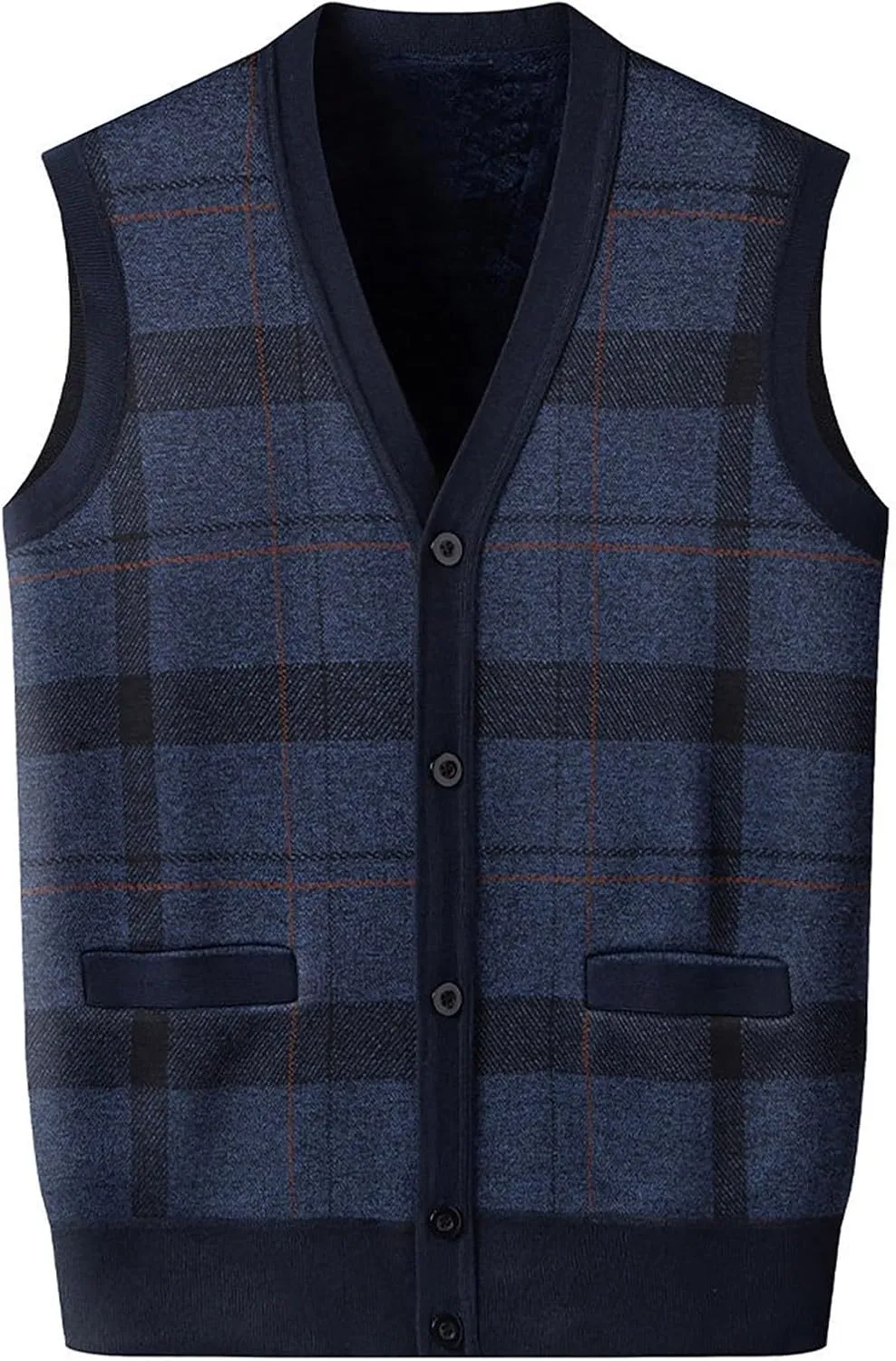ZYXTIM Mens Sleeveless Sweater Knitted Argyle Vest Vest V-Neck Button Down Lightweight Warm Cozy Cardigan Vest with Pocket